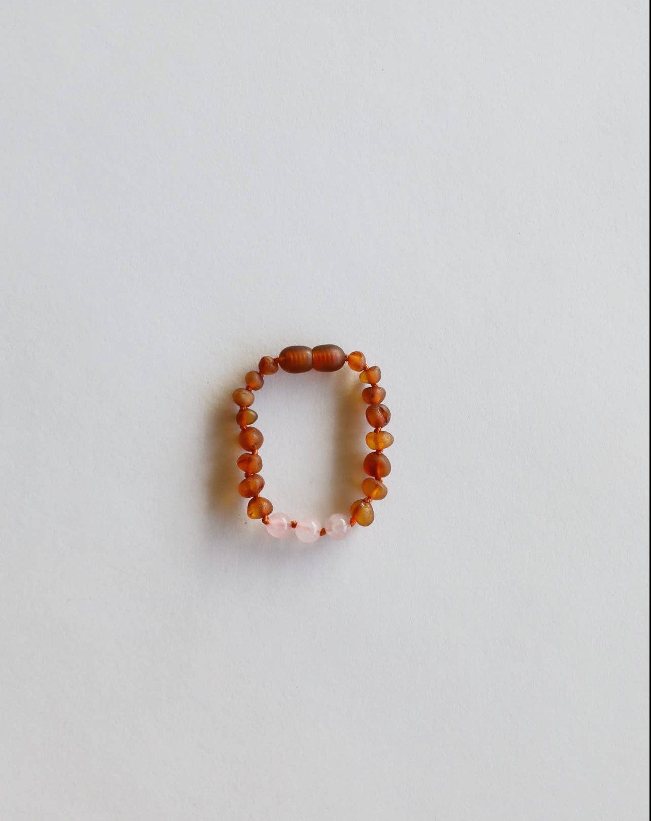 Raw Cognac Amber + Rose Quartz Anklet or bracelet