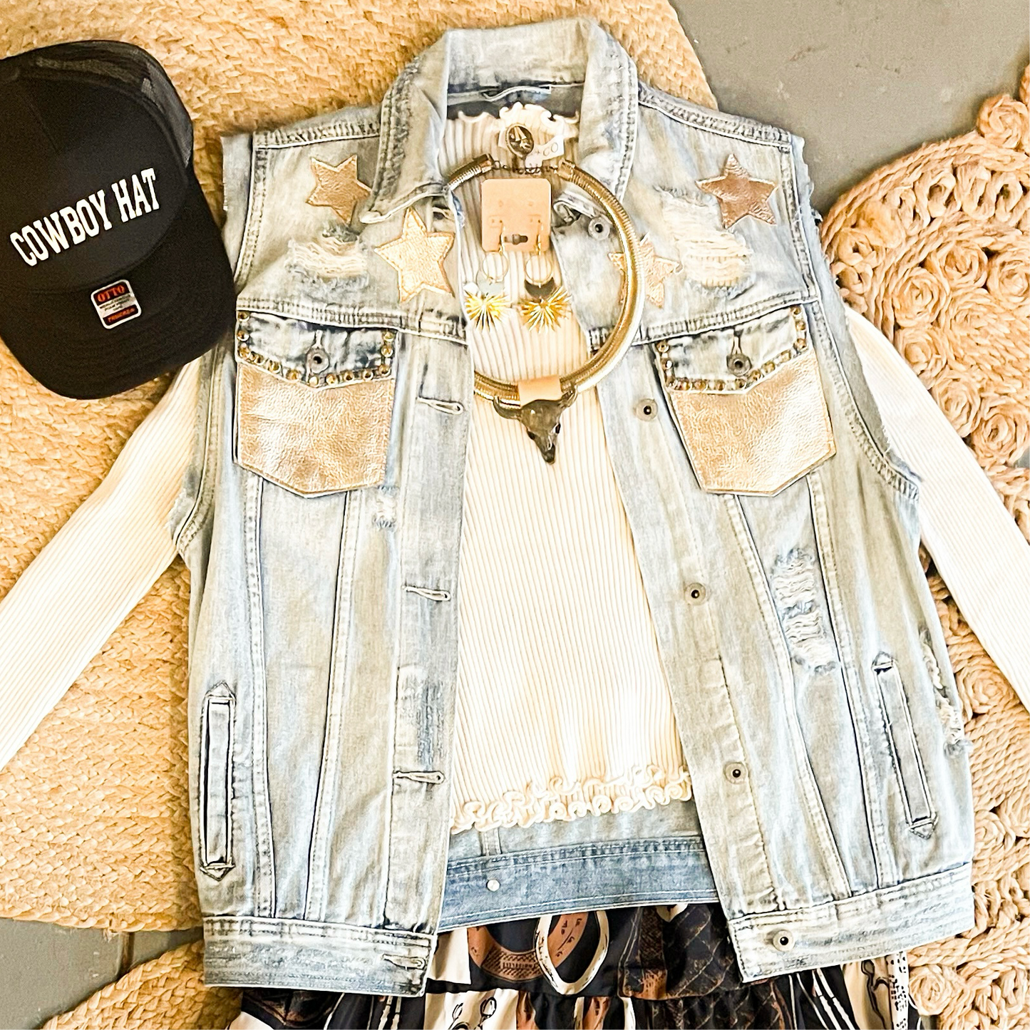 Denim star vest