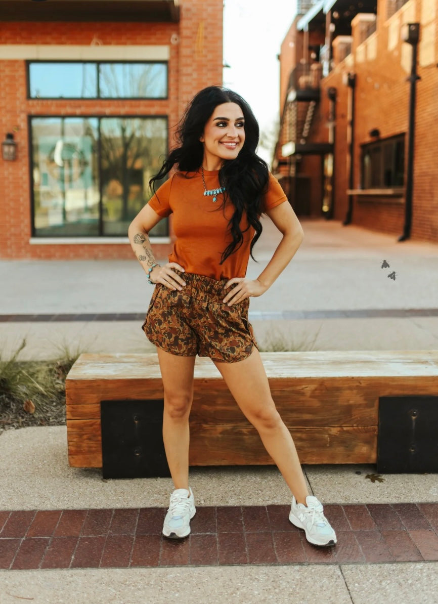 Camo running shorts