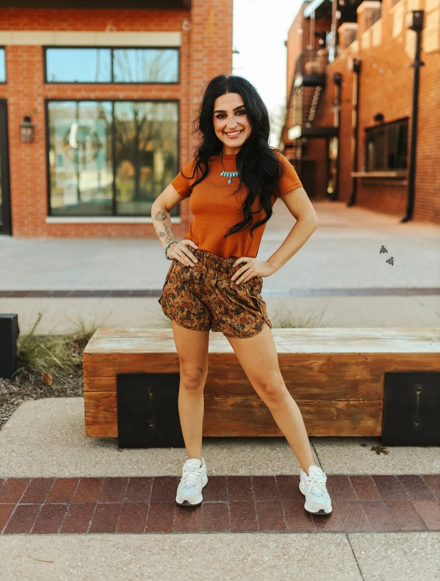 Camo running shorts