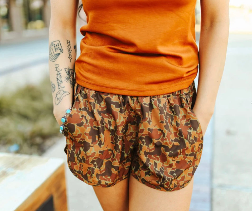Camo running shorts