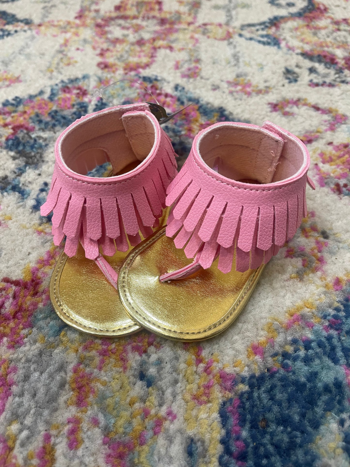 Pink fringe sandals