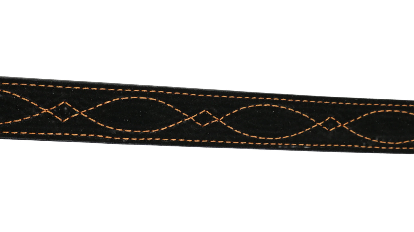 B1241 Black Suede Copper stitching Belt