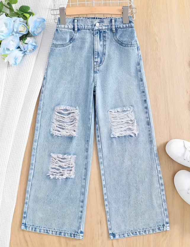 Light Wash Girls Denim Jeans