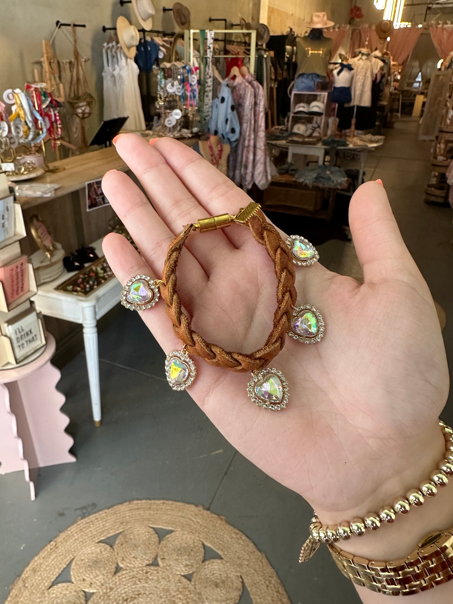 Leather Braided Heart Bracelet