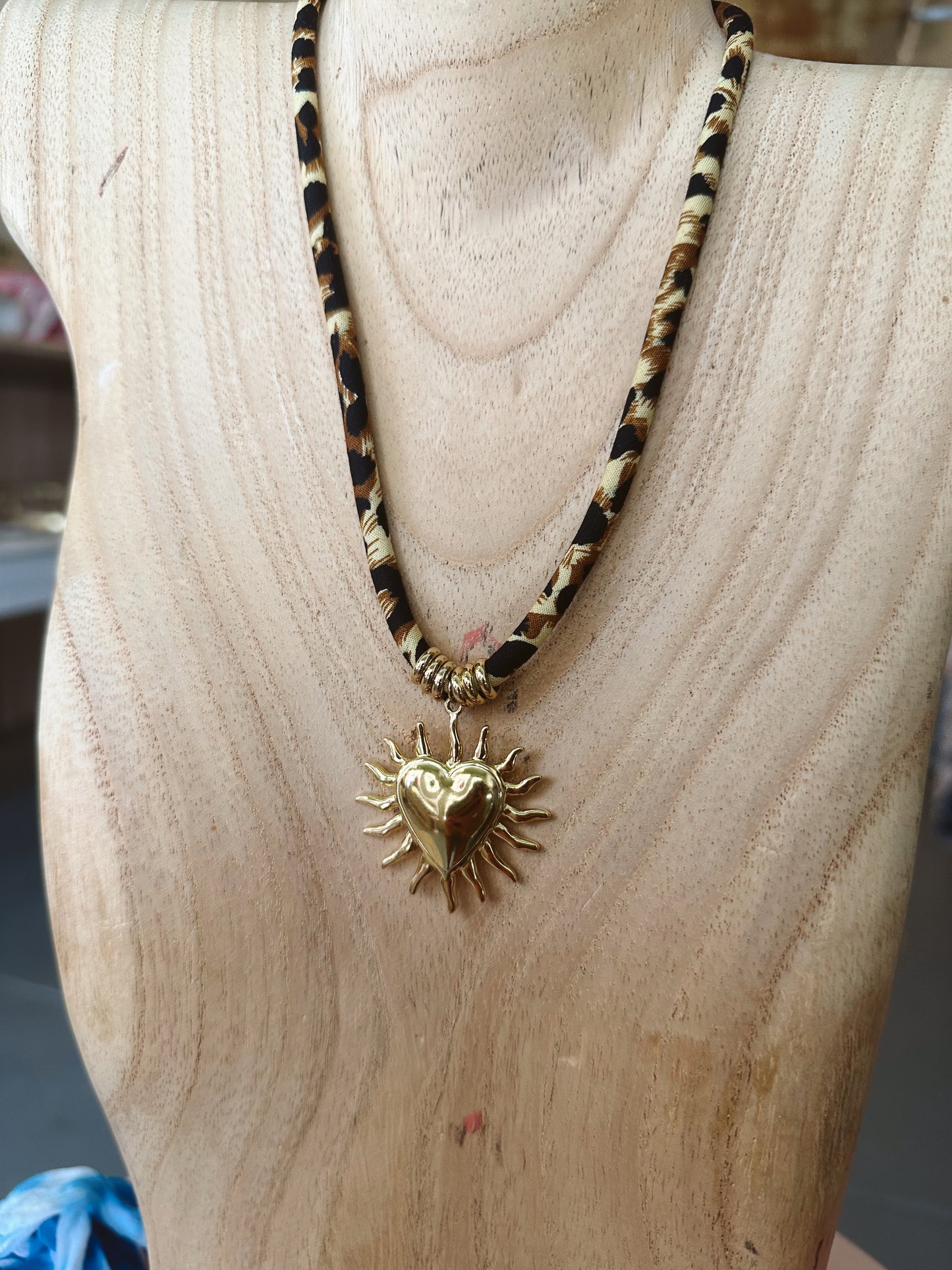 Leopard sacred heart necklace