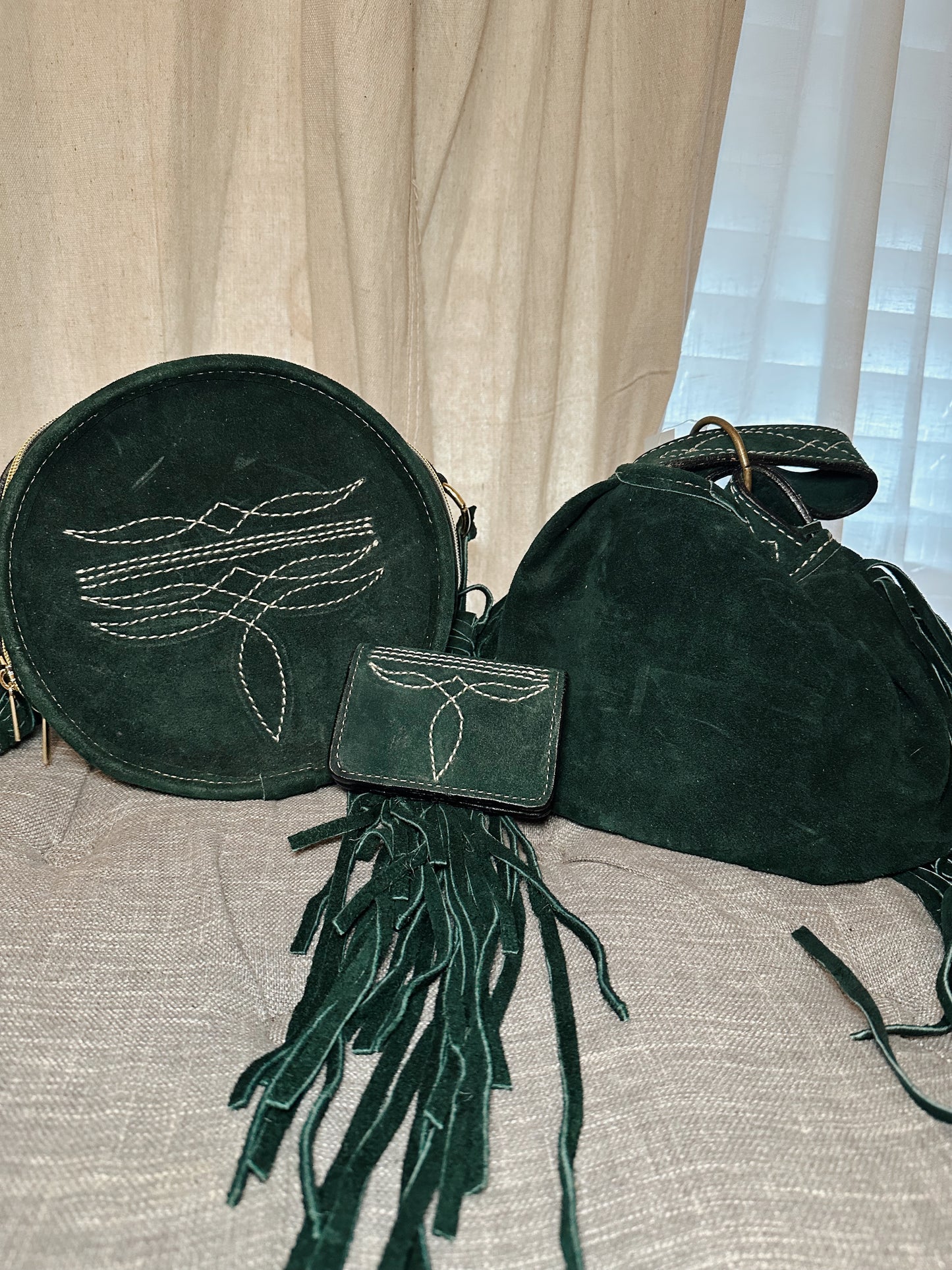 BUS109 Forest Green Suede Business Card Holder