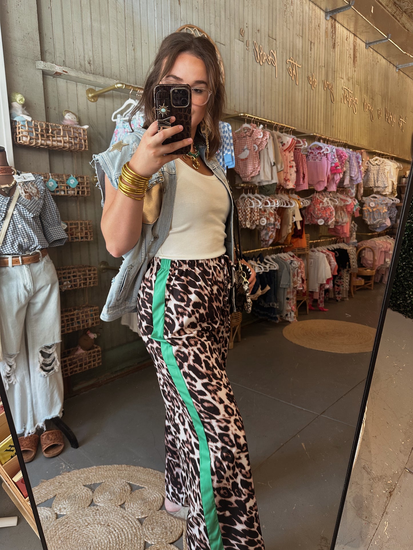Leopard & Gobbler Green Pants