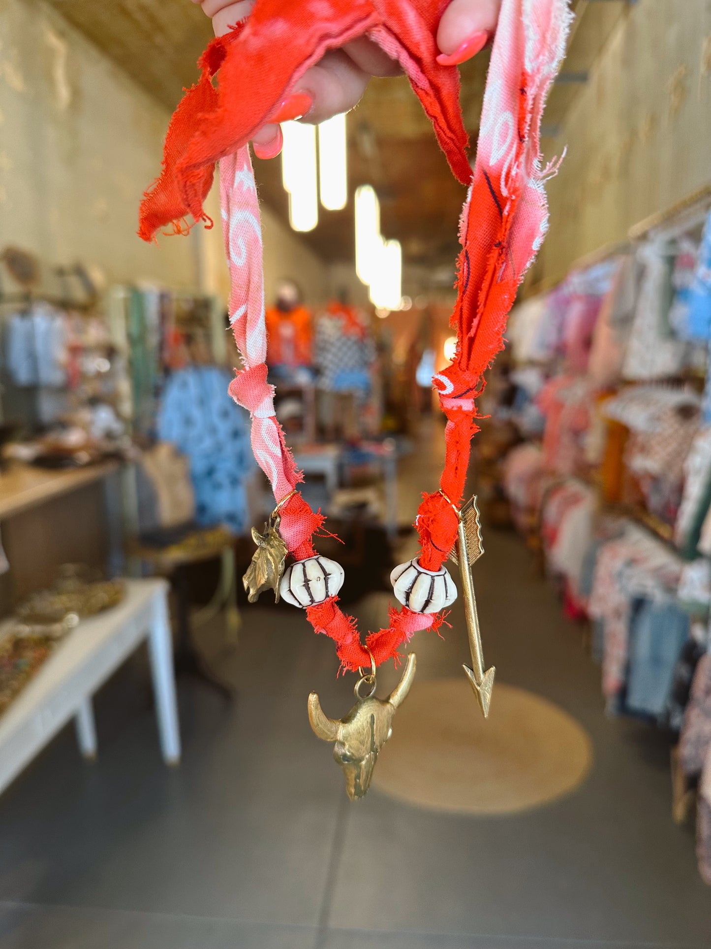 Cow Head Red Bandana Necklace
