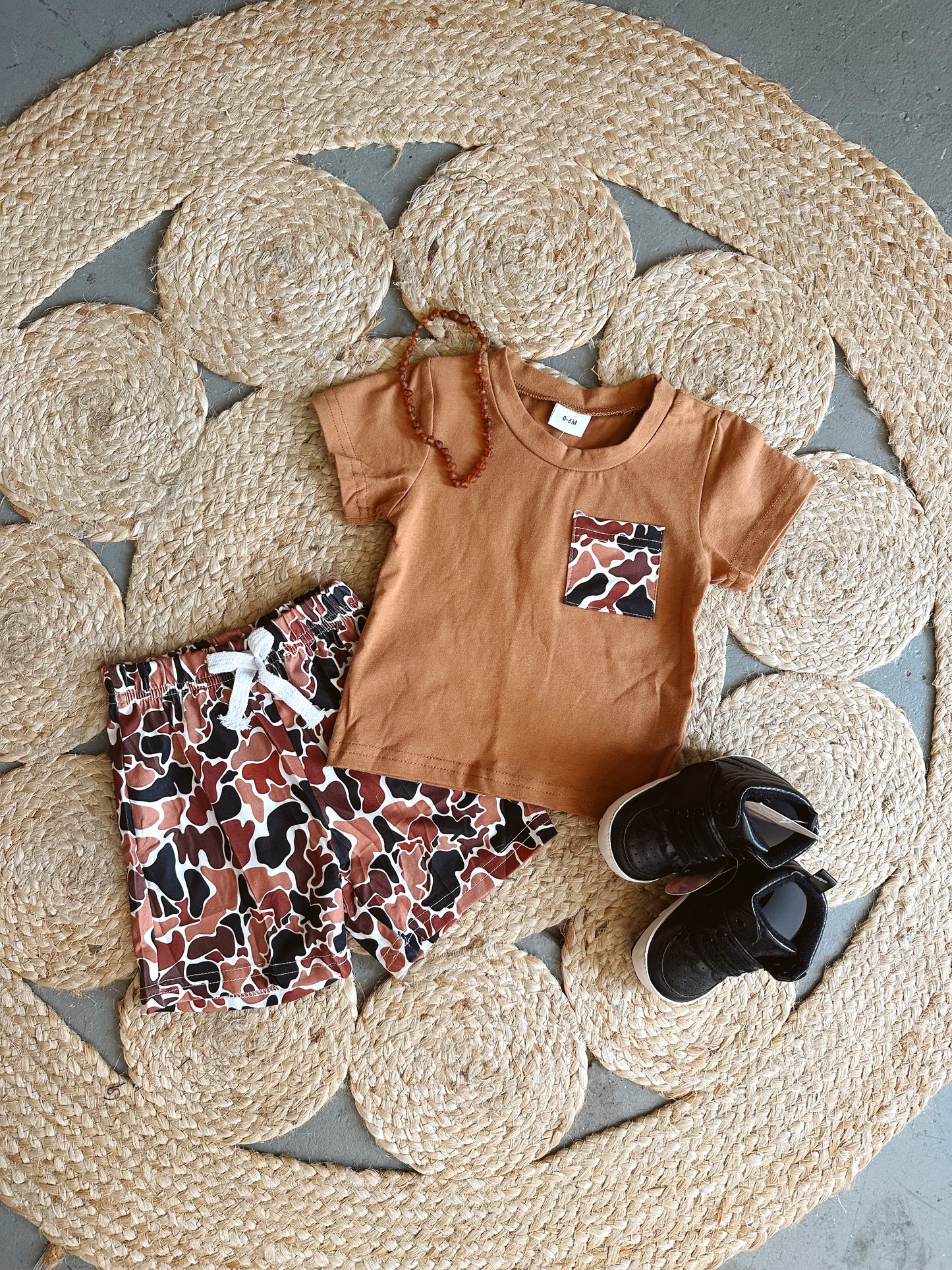 Camel Camo Shorts Set