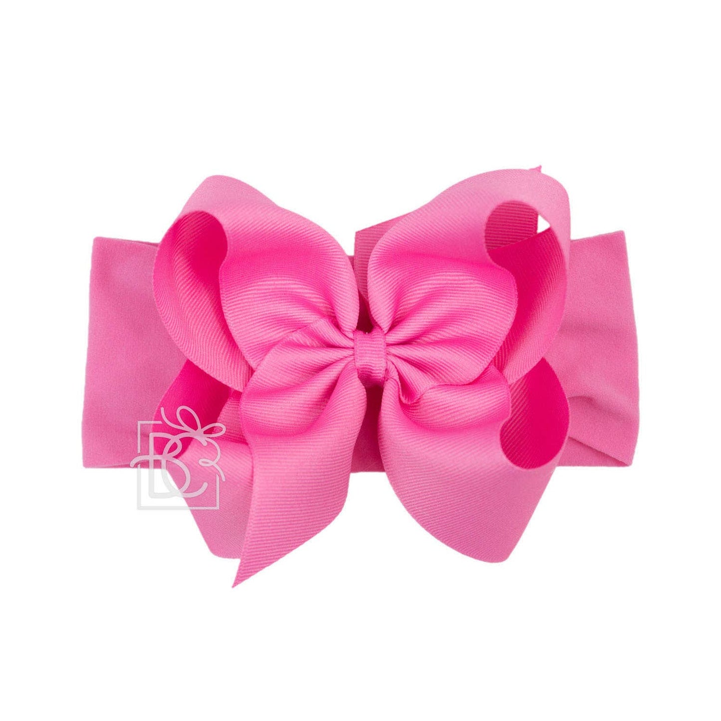 WIDE PANTYHOSE HEADBAND W/CLASSIC GROSGRAIN BOW: 3+ Months / 5.5" Huge / LIGHT PINK