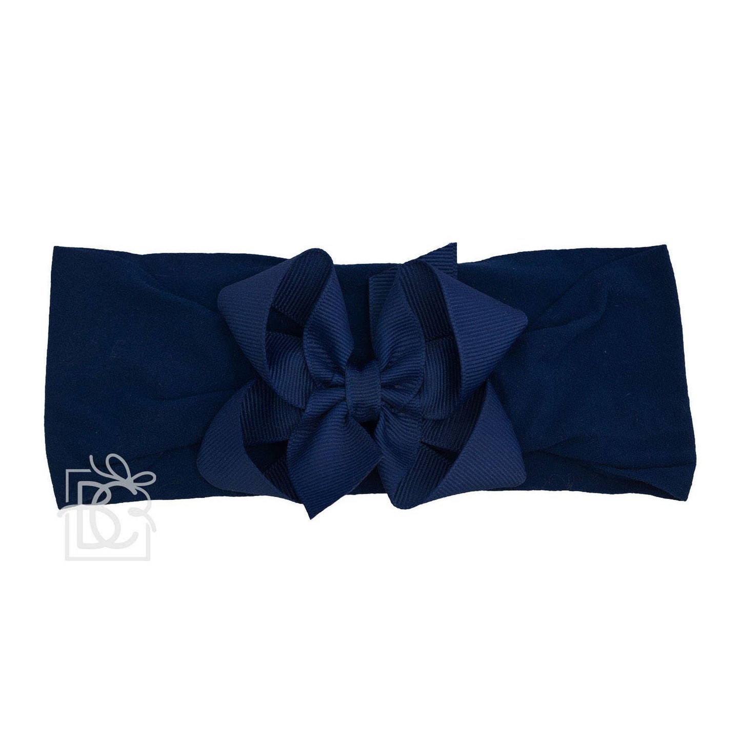 WIDE PANTYHOSE HEADBAND W/CLASSIC GROSGRAIN BOW: 3+ Months / 5.5" Huge / LIGHT PINK