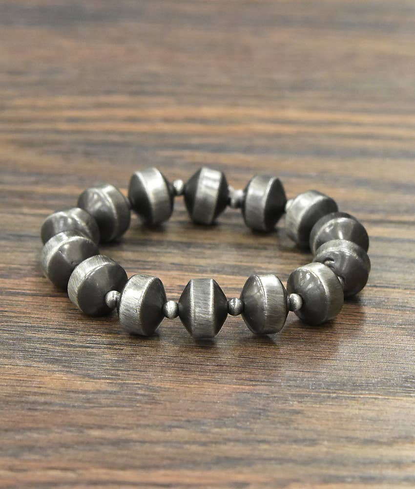 Handmade Rondelle Navajo Bead Stretch Bracelet