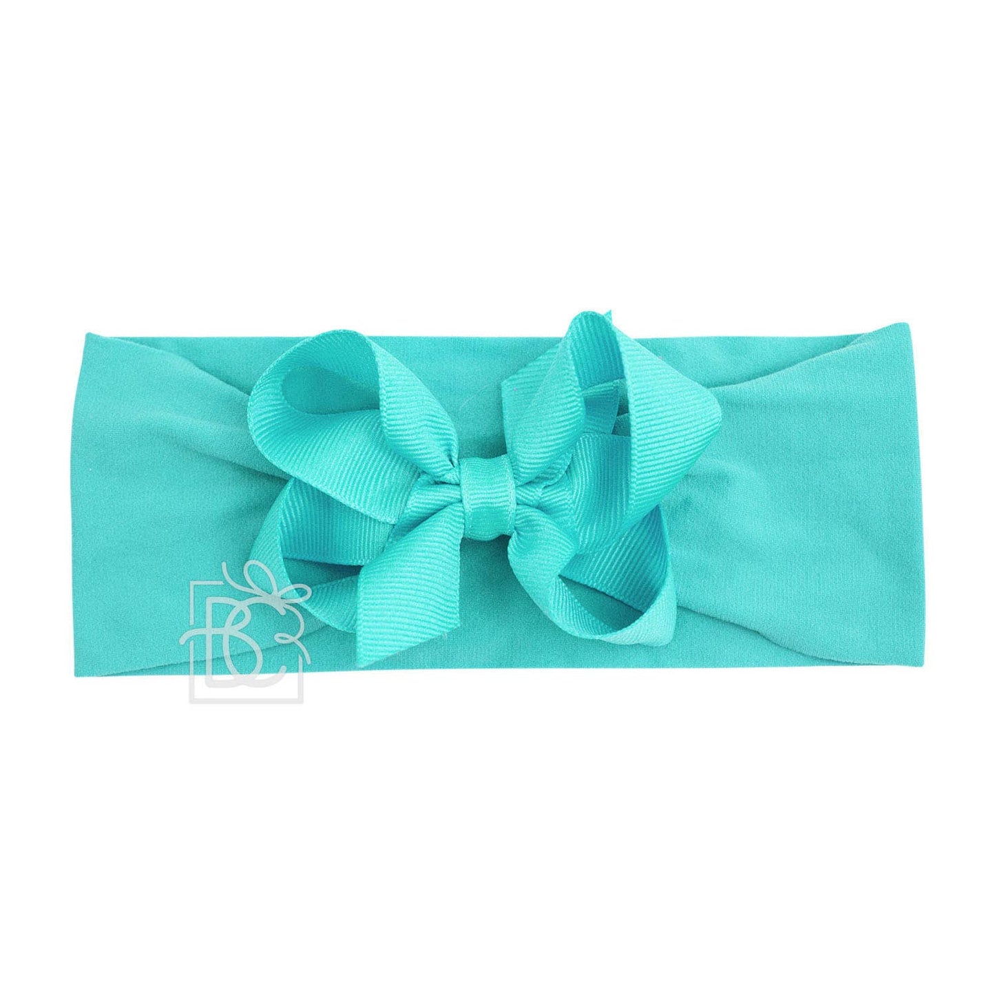 WIDE PANTYHOSE HEADBAND W/CLASSIC GROSGRAIN BOW: 3+ Months / 5.5" Huge / LIGHT PINK