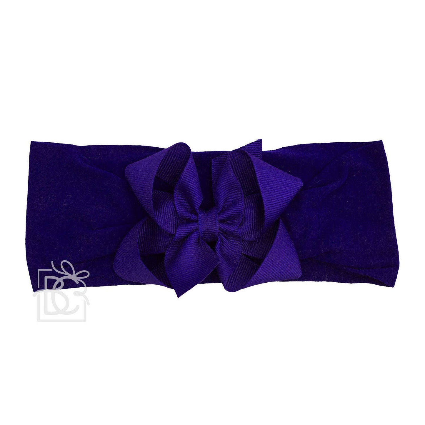 WIDE PANTYHOSE HEADBAND W/CLASSIC GROSGRAIN BOW: 3+ Months / 5.5" Huge / LIGHT PINK