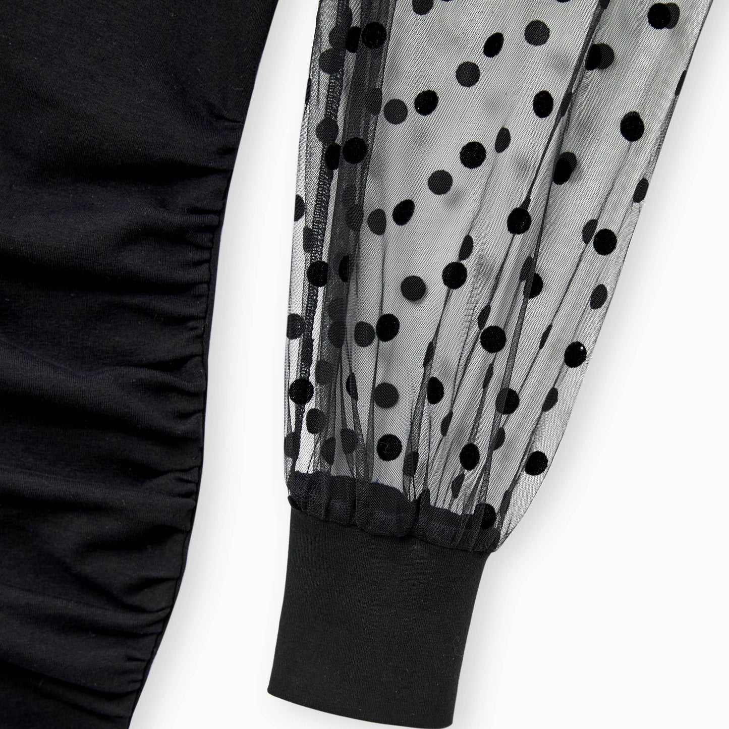 Mommy and Me Black Long Mesh Sleeve Dresses