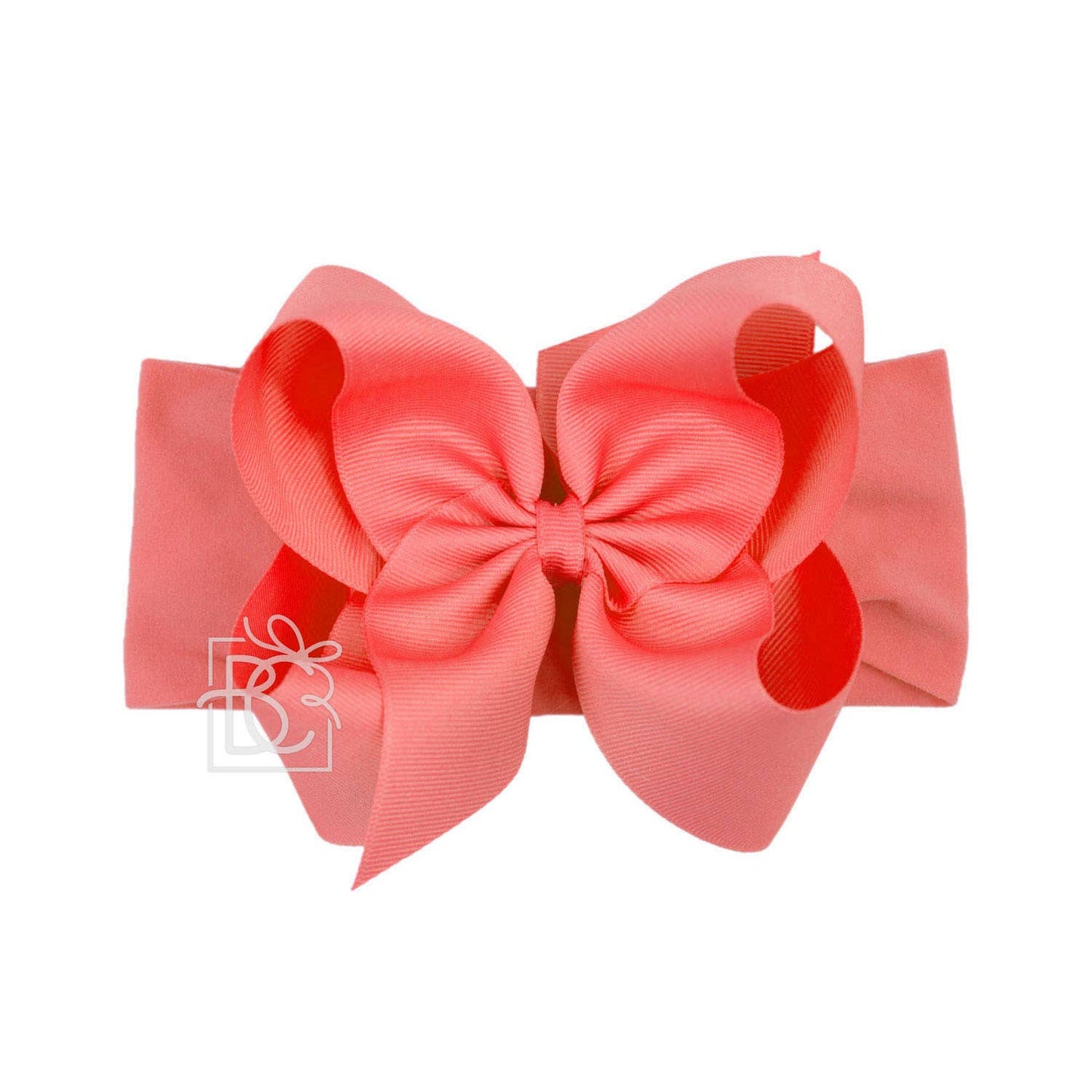 WIDE PANTYHOSE HEADBAND W/CLASSIC GROSGRAIN BOW: 3+ Months / 5.5" Huge / LIGHT PINK
