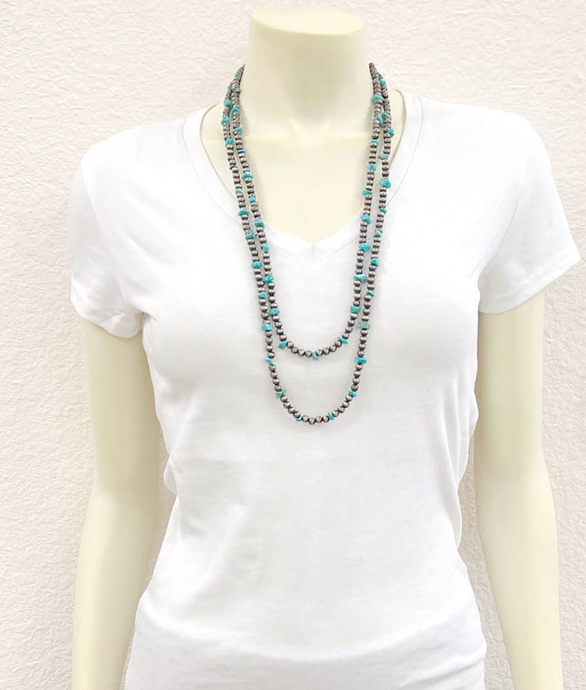 739503, Handmade 30" 6mm Navajo, Chip Stone Necklace