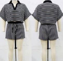 STRIPED CROPPED SHIRT AND SHORTS SET