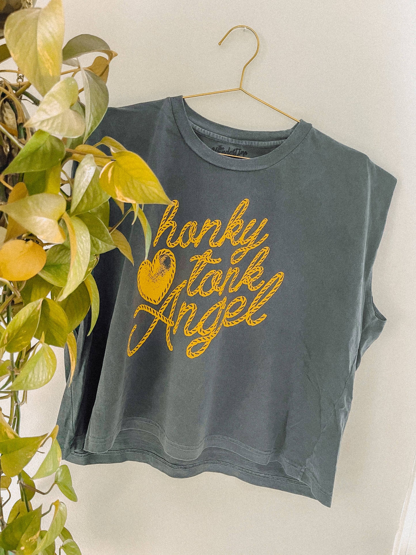 Honky Tonk Angel, Western Vintage Cropped Muscle Tank