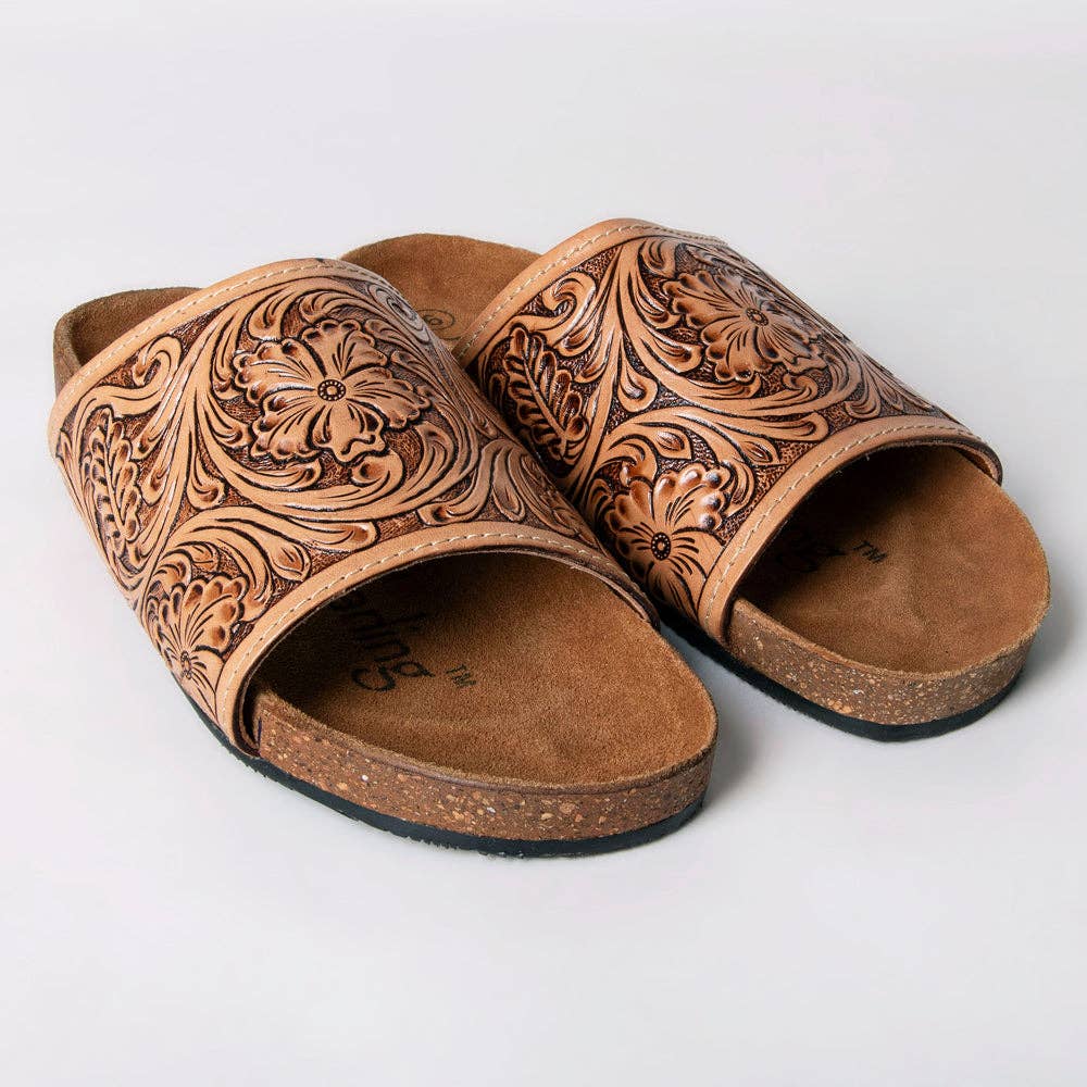 Leather tooled sandal