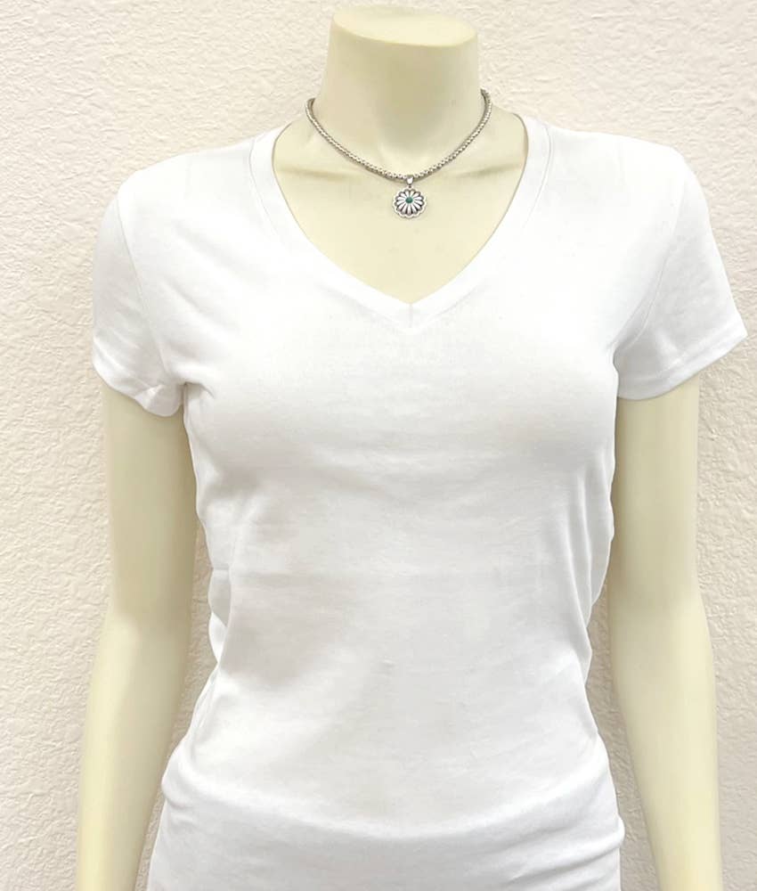 Silver Navajo Bead Concho Necklace