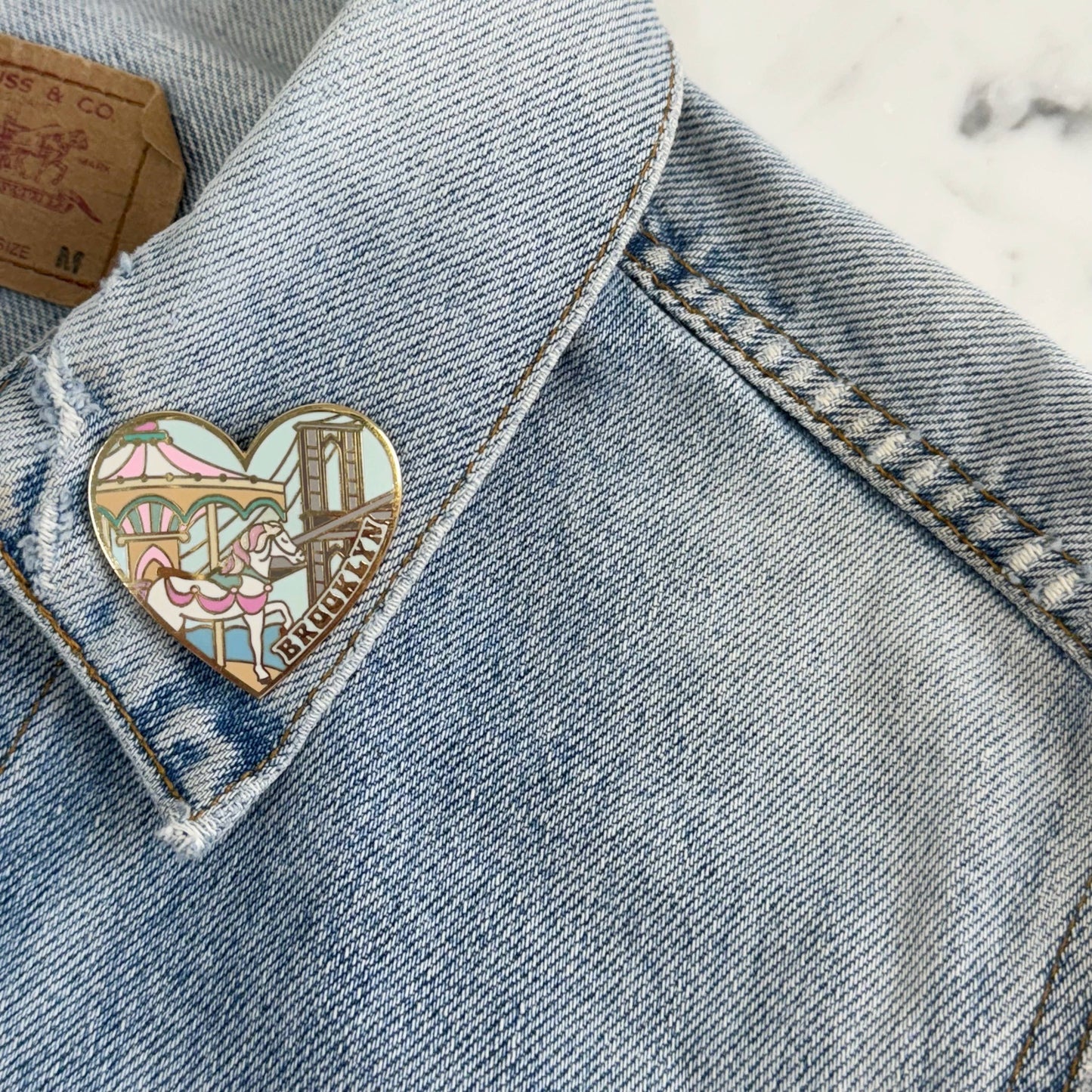 Brooklyn Bridge Heart Enamel Pin