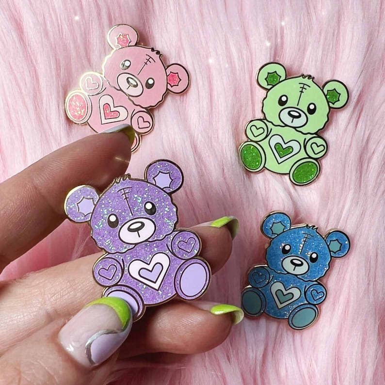 Teddy Bear Pin: Green