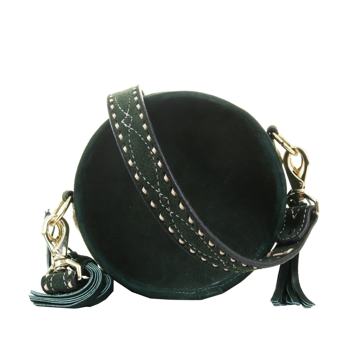 CRT19 Forest Green Suede Circle Tote