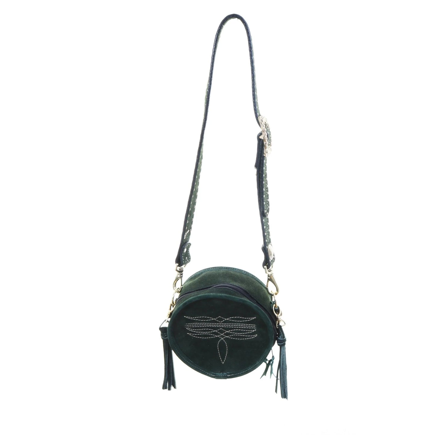 CRT19 Forest Green Suede Circle Tote