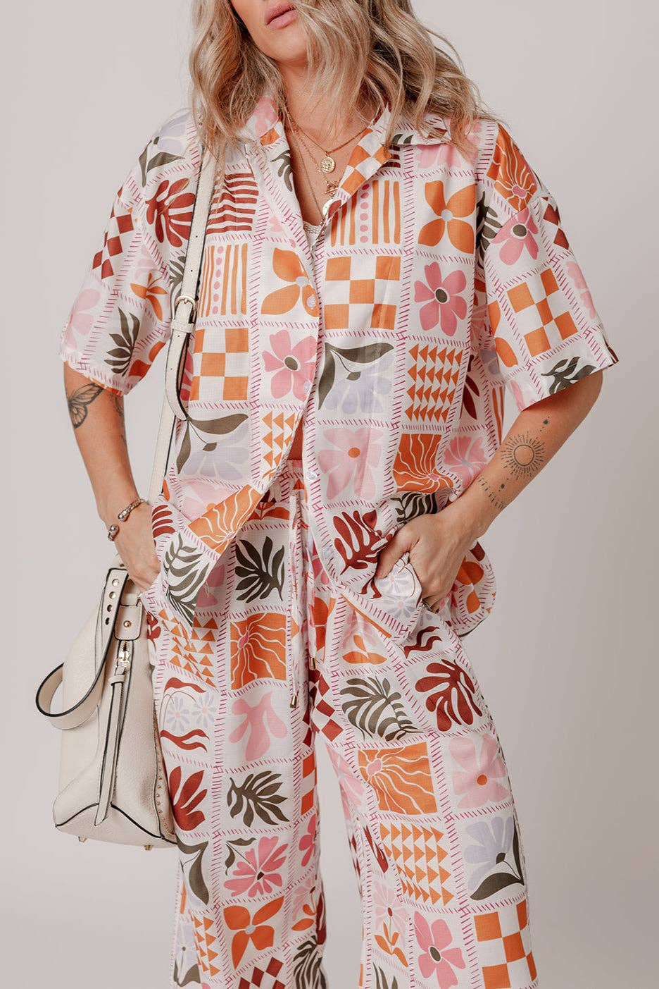 Floral Checker Shirt and Pants Set