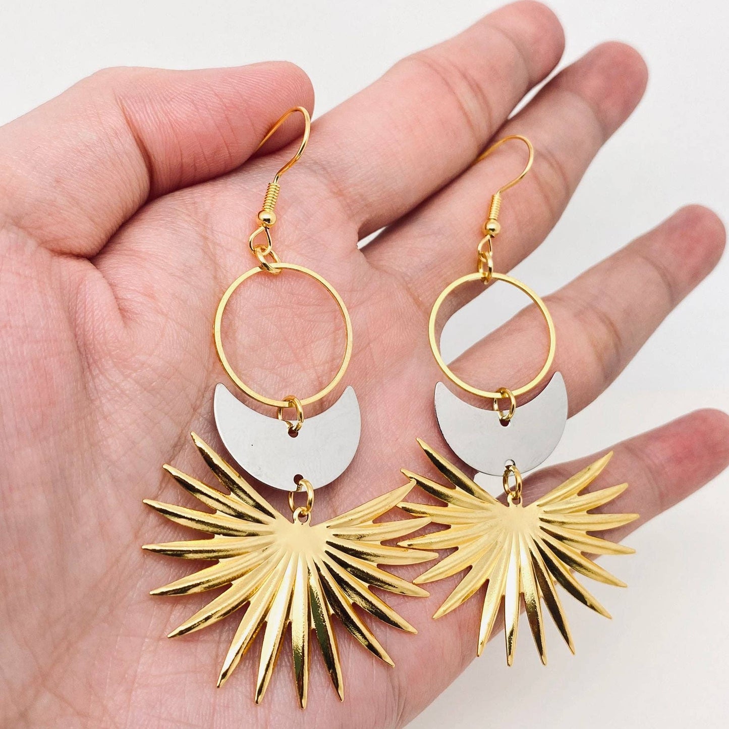 Sun Moon Creative Dangle Earrings - MS