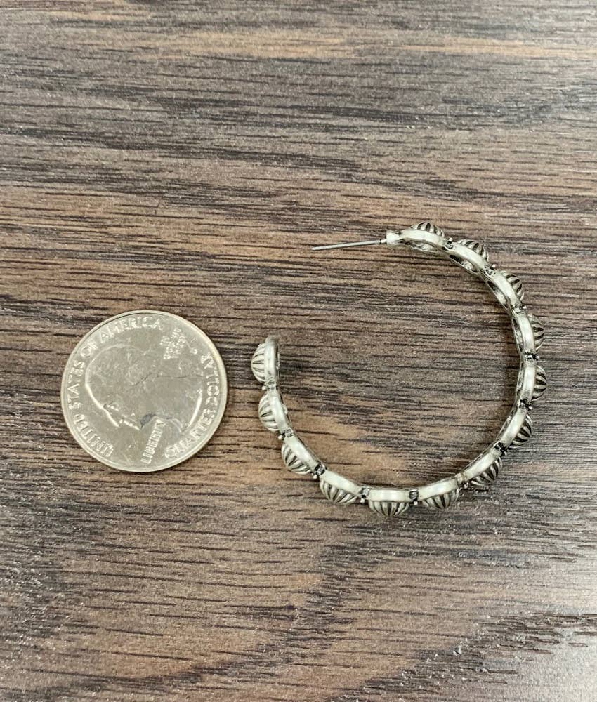 722080, Concho Hoop Stud Earrings