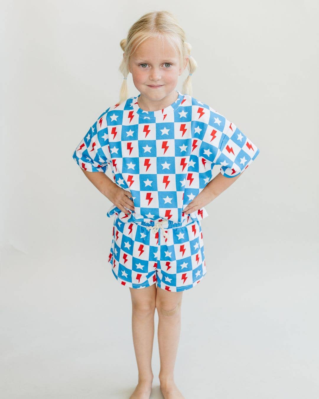 4th of July Kids Shorts Set | Checks & Stars
