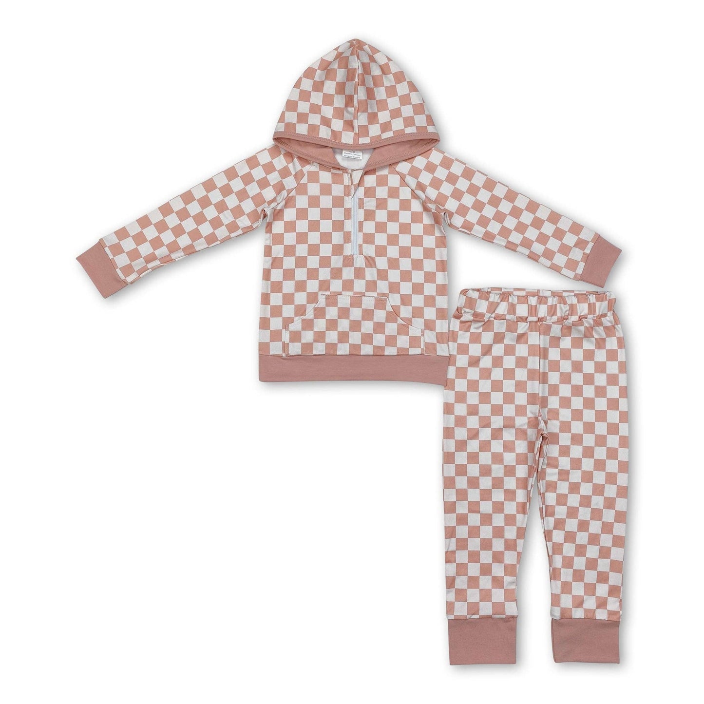 Blush Checkered Hoodie Set
