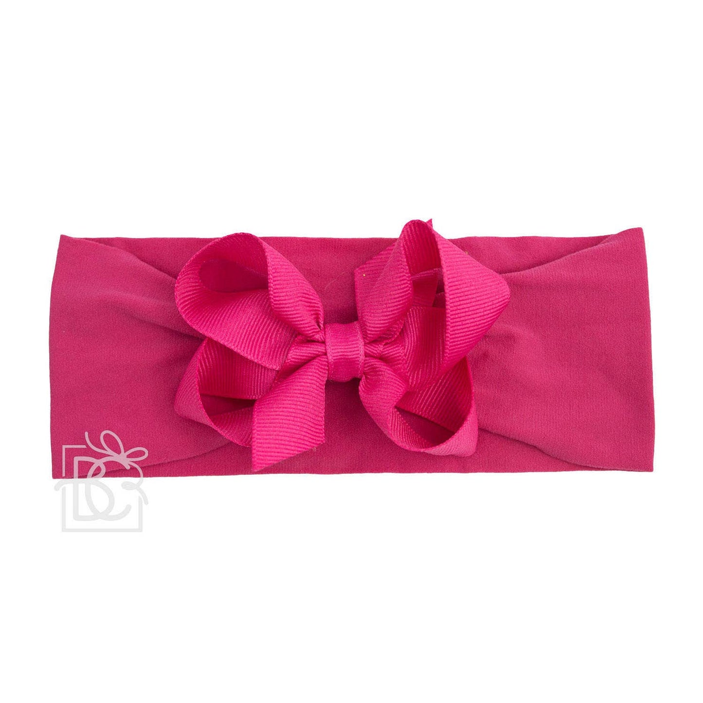 WIDE PANTYHOSE HEADBAND W/CLASSIC GROSGRAIN BOW: 3+ Months / 5.5" Huge / LIGHT PINK