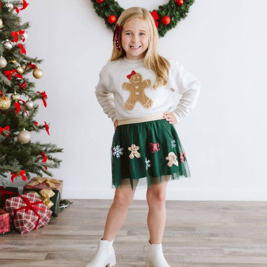 Gingerbread Joy Sequin Christmas Tutu - Kids Clothing