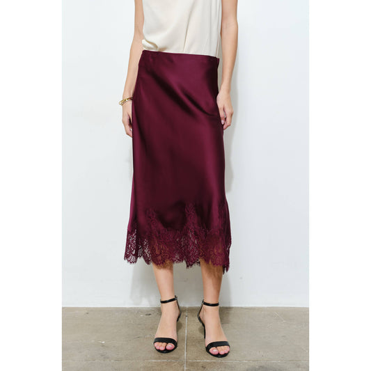 Wine Lace Midi Skirt