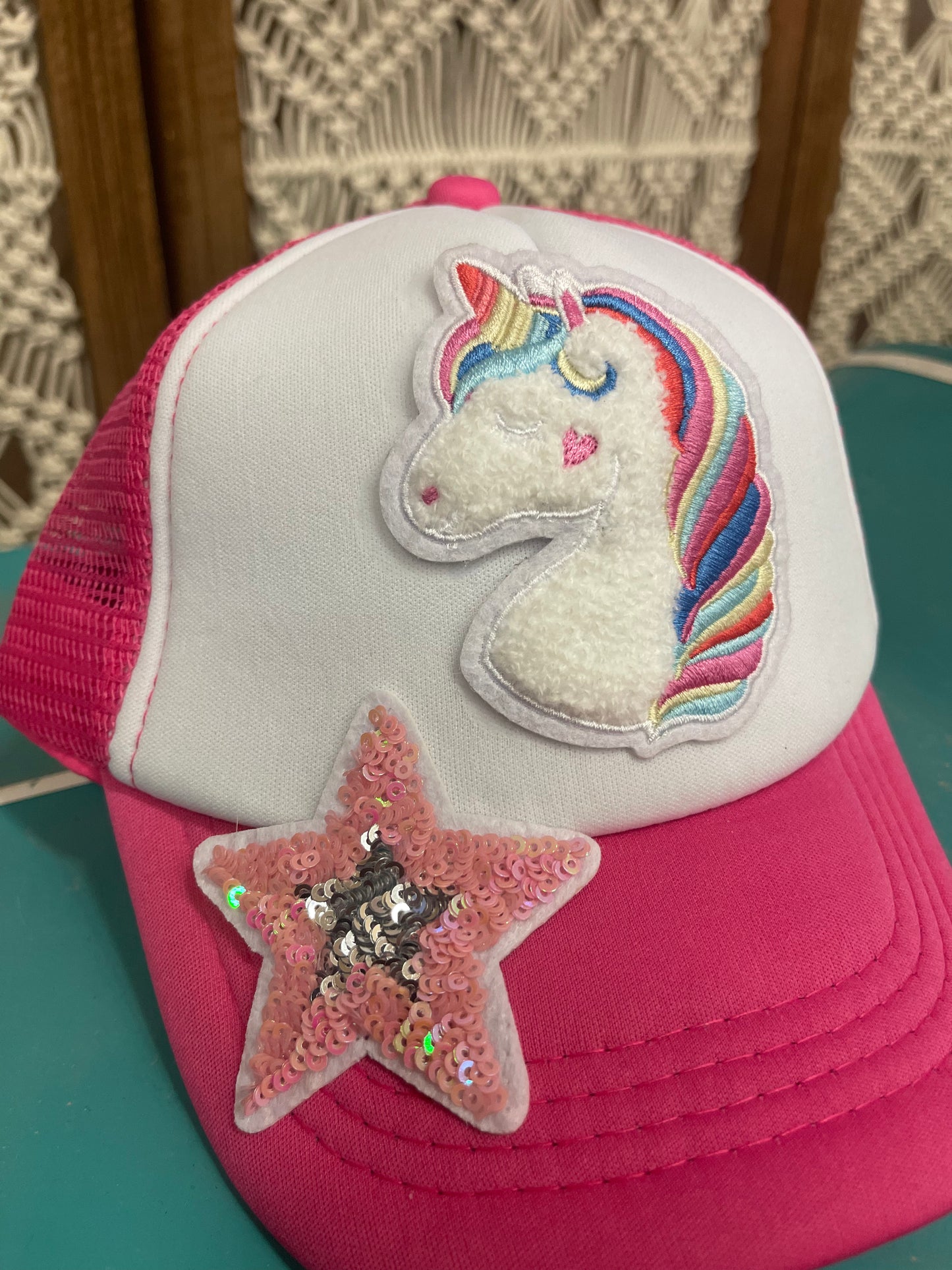 Kids patched trucker hat