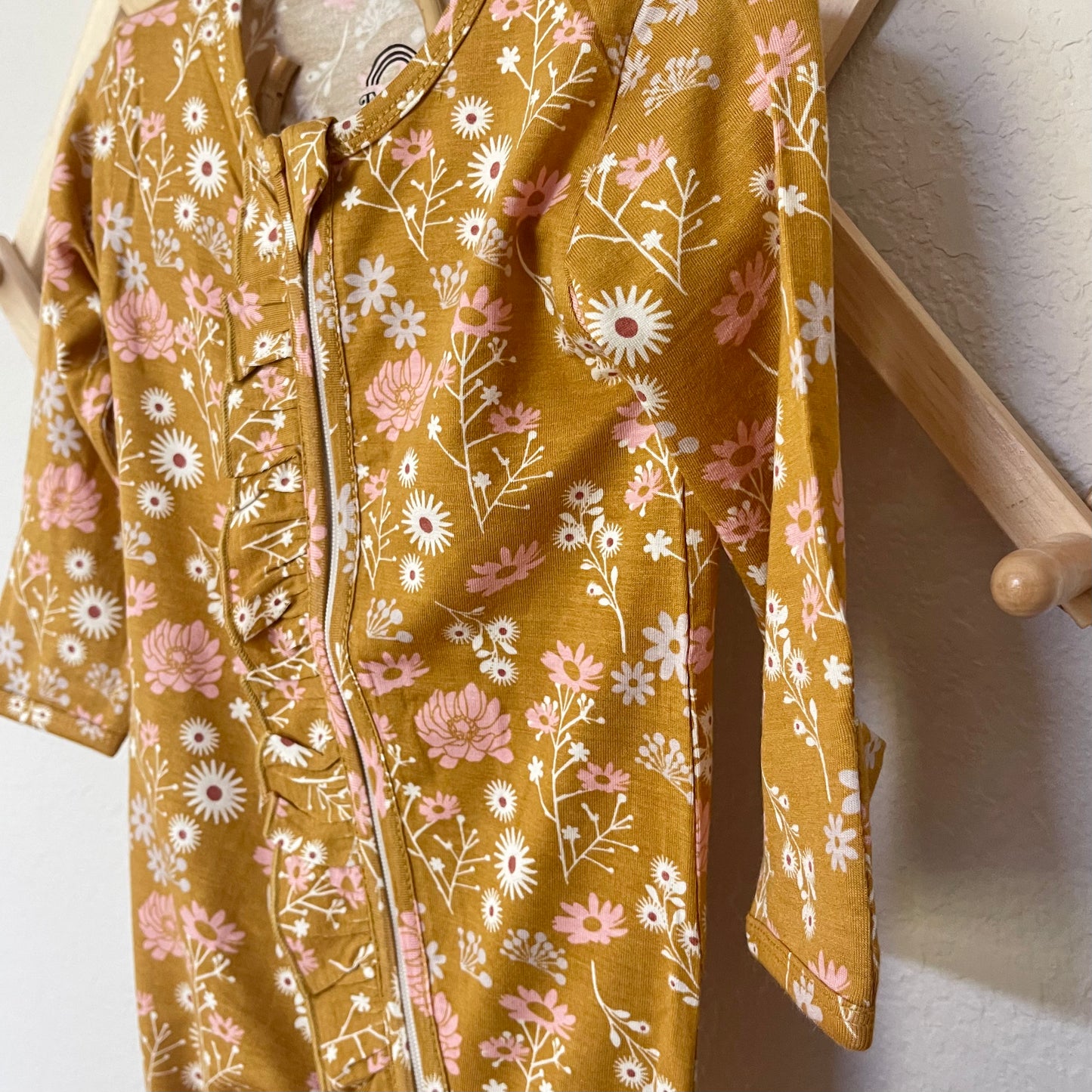 Wildflower Mustard Bamboo Footie Pajamas