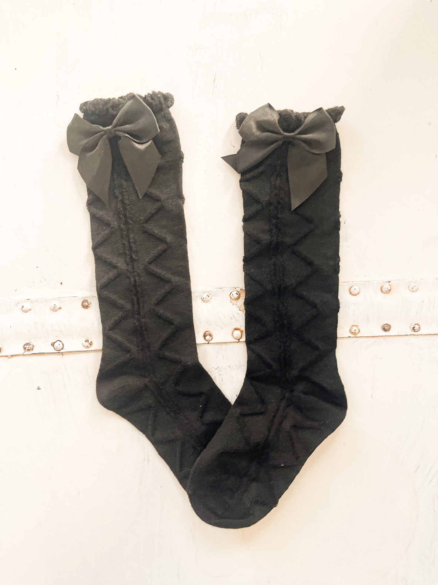 Knee High Silk bow sock