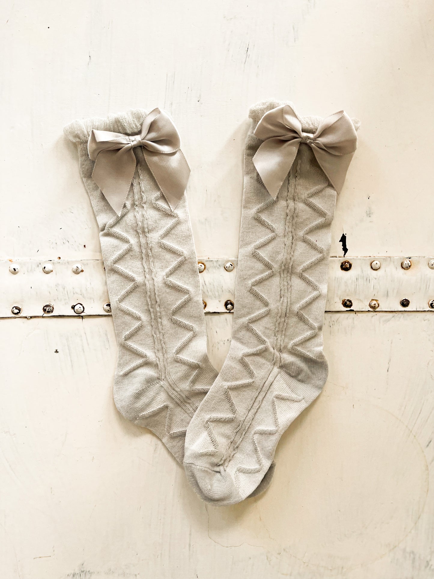 Knee High Silk bow sock