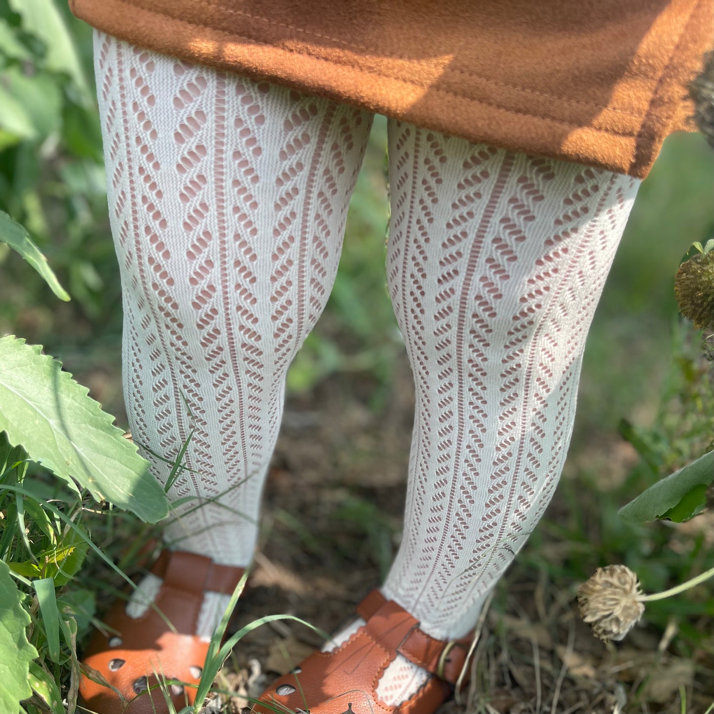 Creme Eyelet Tights