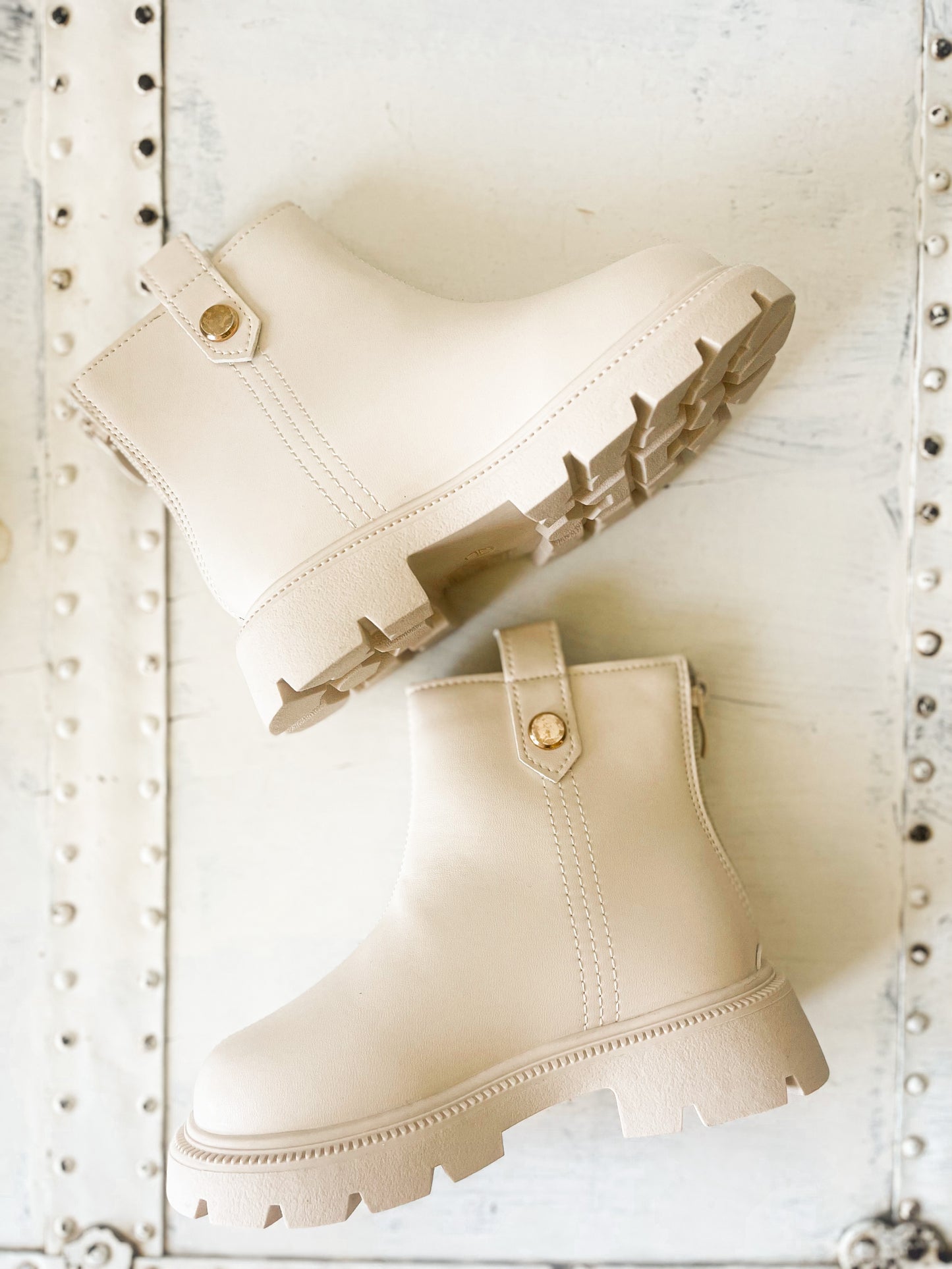 Zip Side White Combat Boots