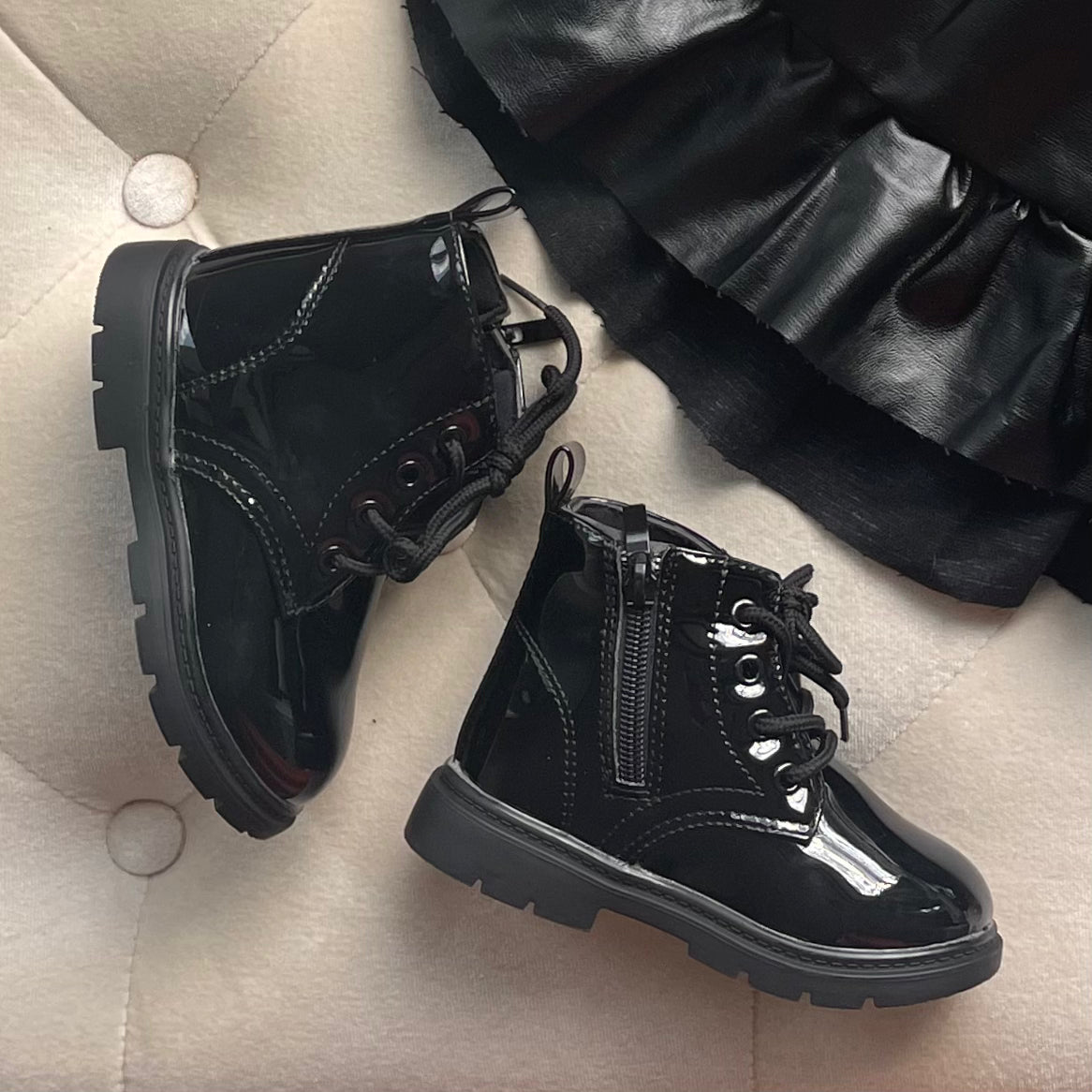 Patent Pleather Combat Boots