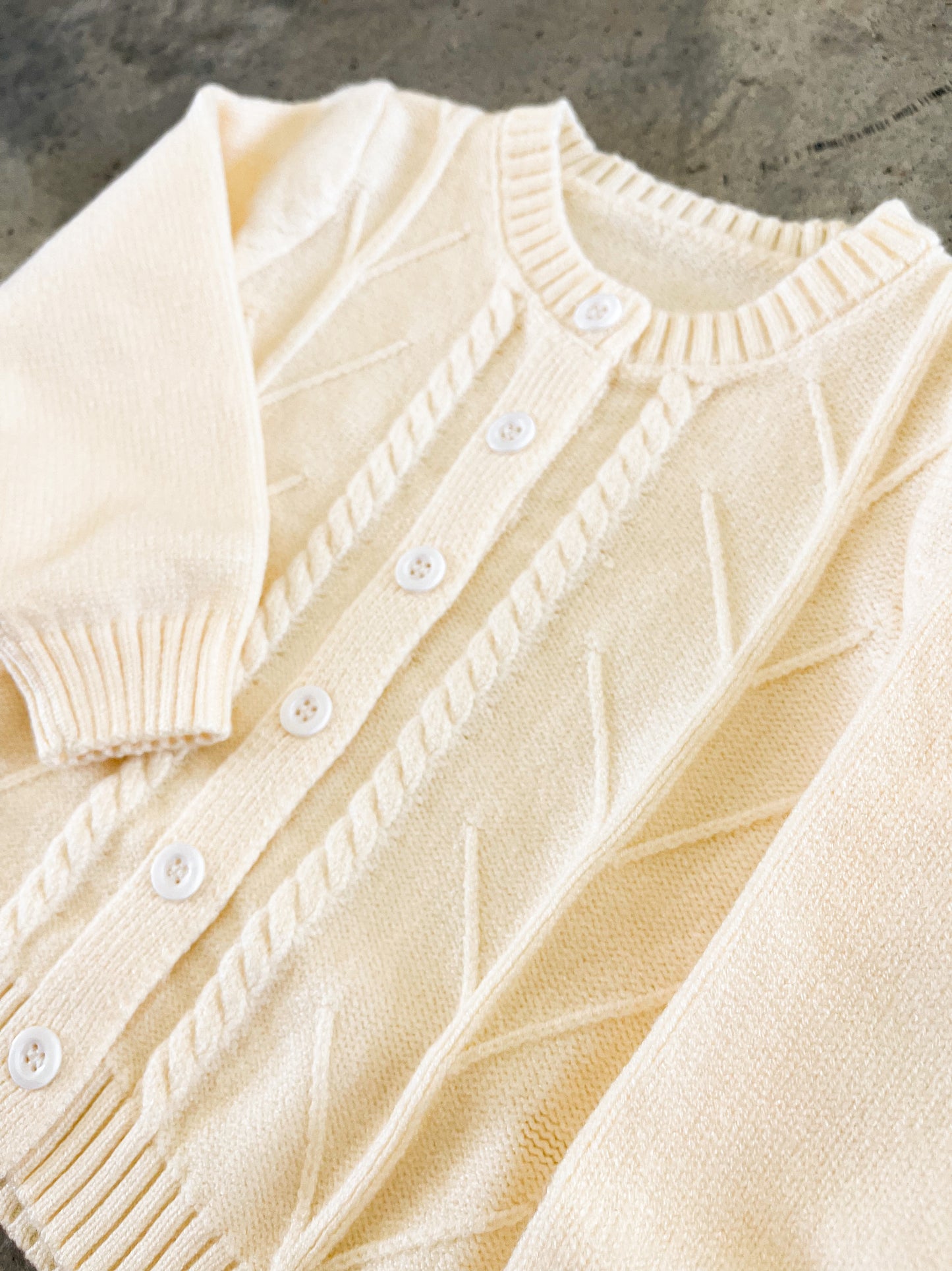 Creme Macaron Cable Knit Cardigan