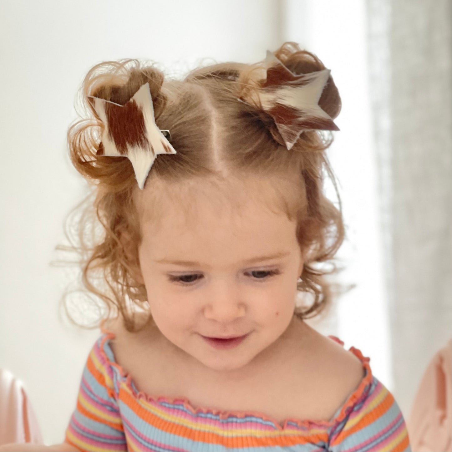 Cowhide Star Hair Clips