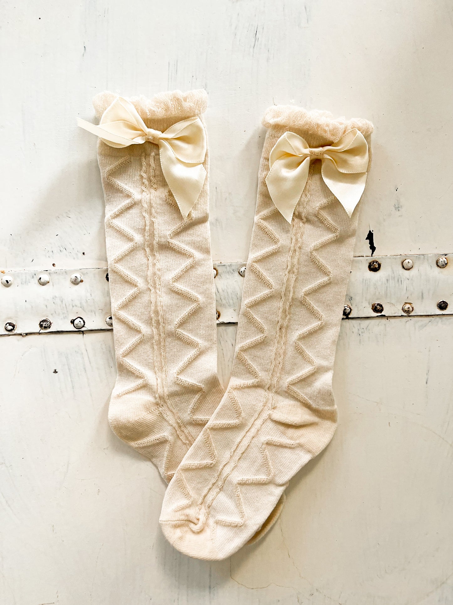 Knee High Silk bow sock
