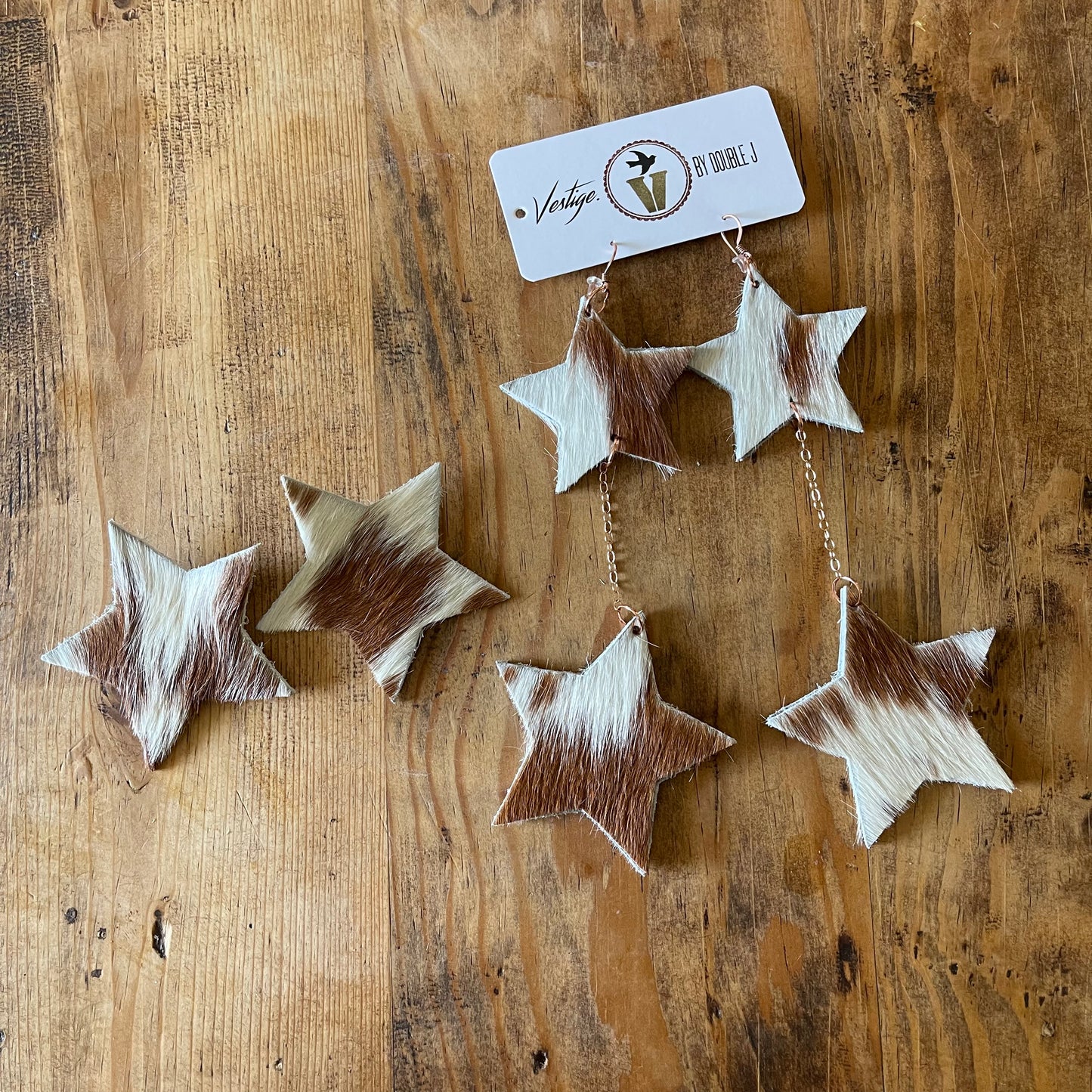 Cowhide Star earrings