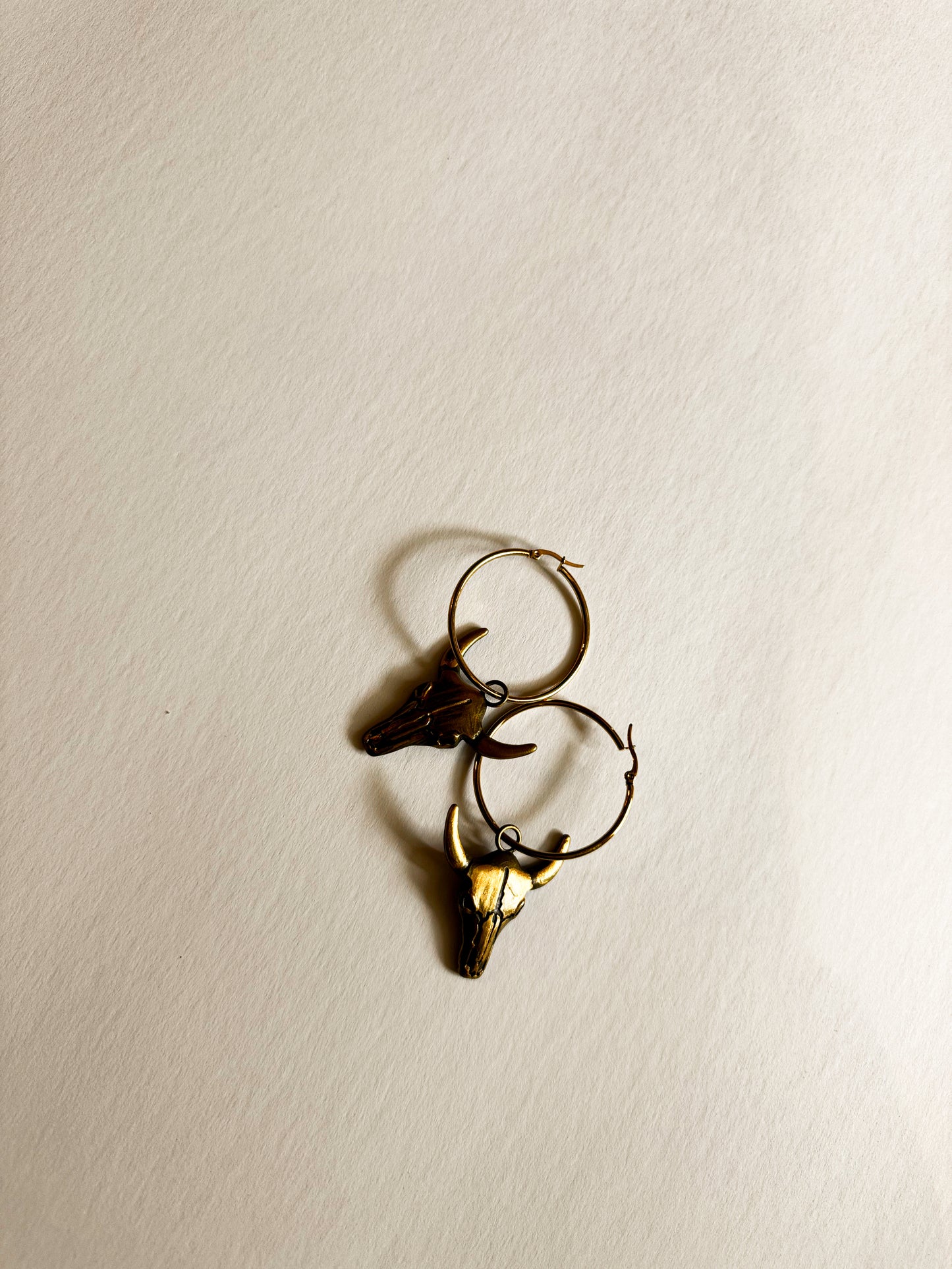 Golden Steerhead Hoop Earrings